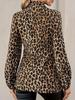 Camicetta da Donna con Stampa Leopardo Scollo a V Manica Lunga Nodo Frontale Camicia Casual da Ufficio Top Elegante alla Moda