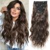 Synthetic Hairpieces 4PCS Clip In Hair Extensions Natural Soft Hair for Women Girls 22inch Daily Use