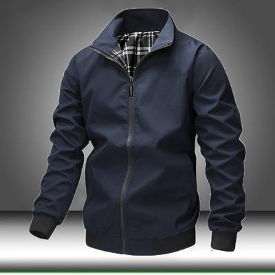 EU Size Men's Jacket Autumn Casual Full Zip Windbreaker Man Solid Color Bomber Jacket New In Outwears Business Stand Collar Coat