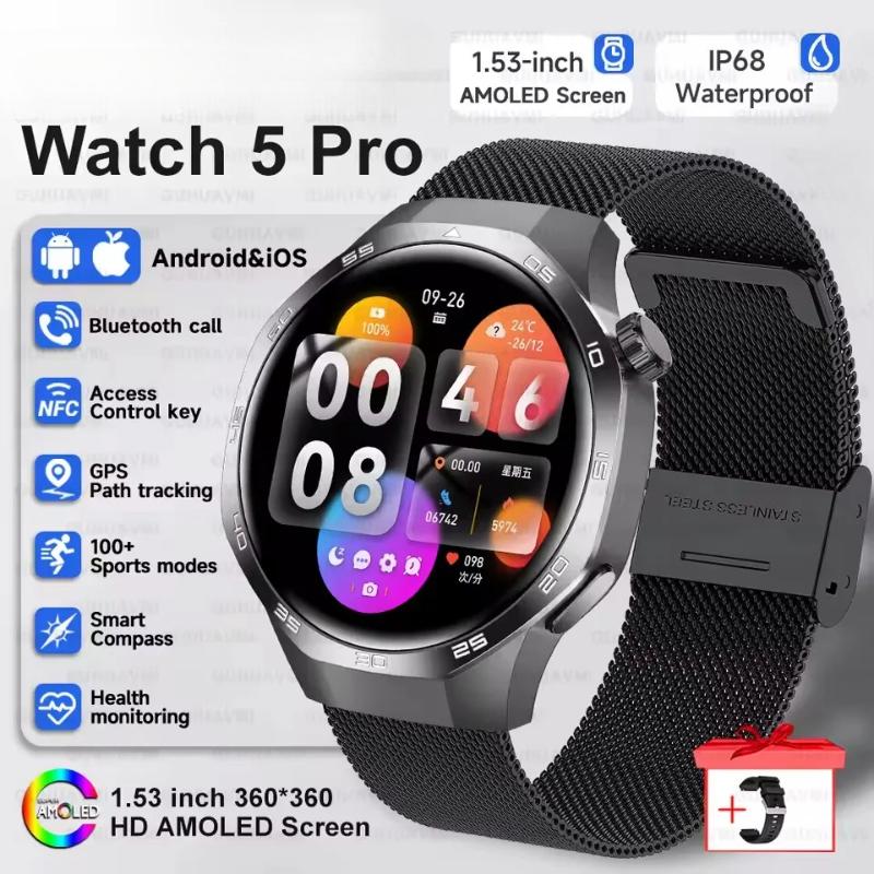 2025 New Bluetooth Call Smart Watch Men AMOLED HD Large Screen Heart Rate NFC IP68 Waterproof Sport Wireless Charging for Xiaomi