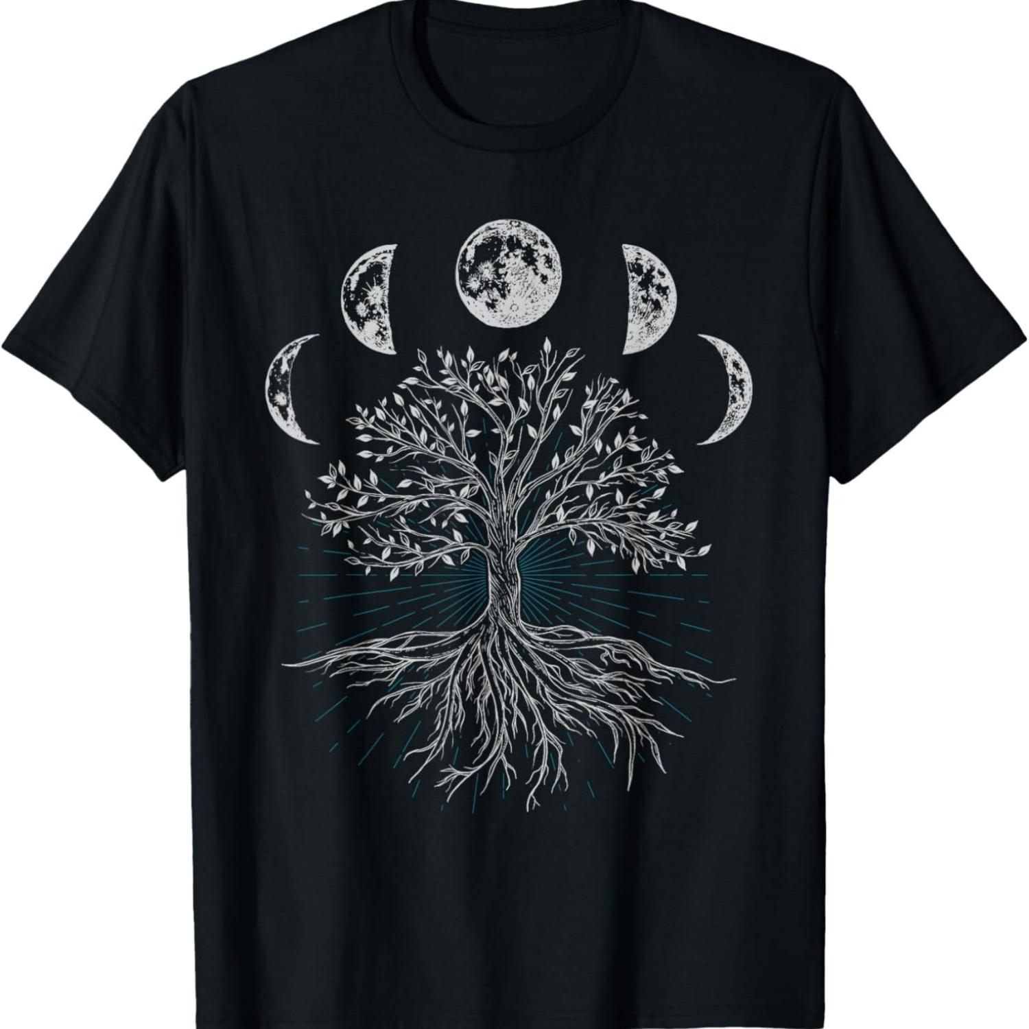 Tree Life Moon Phases - Gothic Witch Witchcraft Occult T-Shirt S чёрный