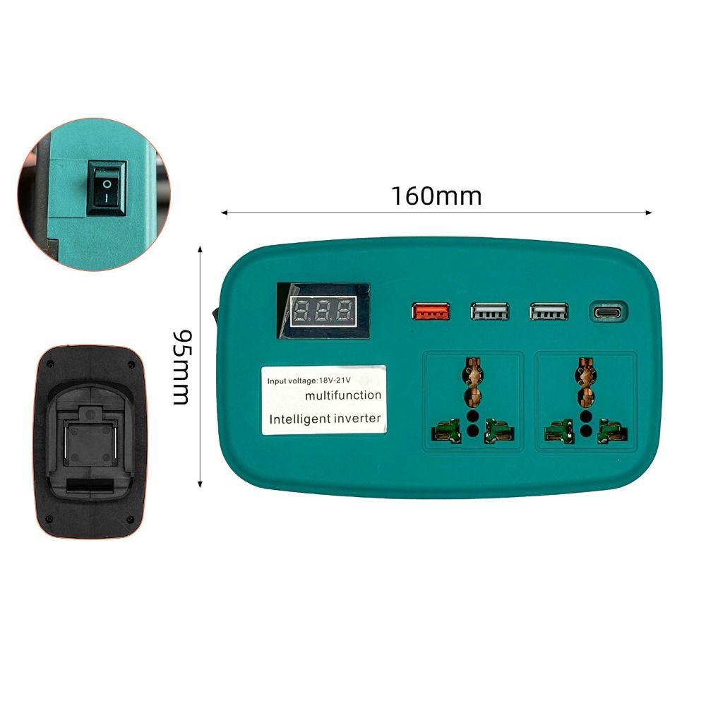 Compact Battery Inverter with 4 USB Ports Power Converter Transformer  For Home Outdoor