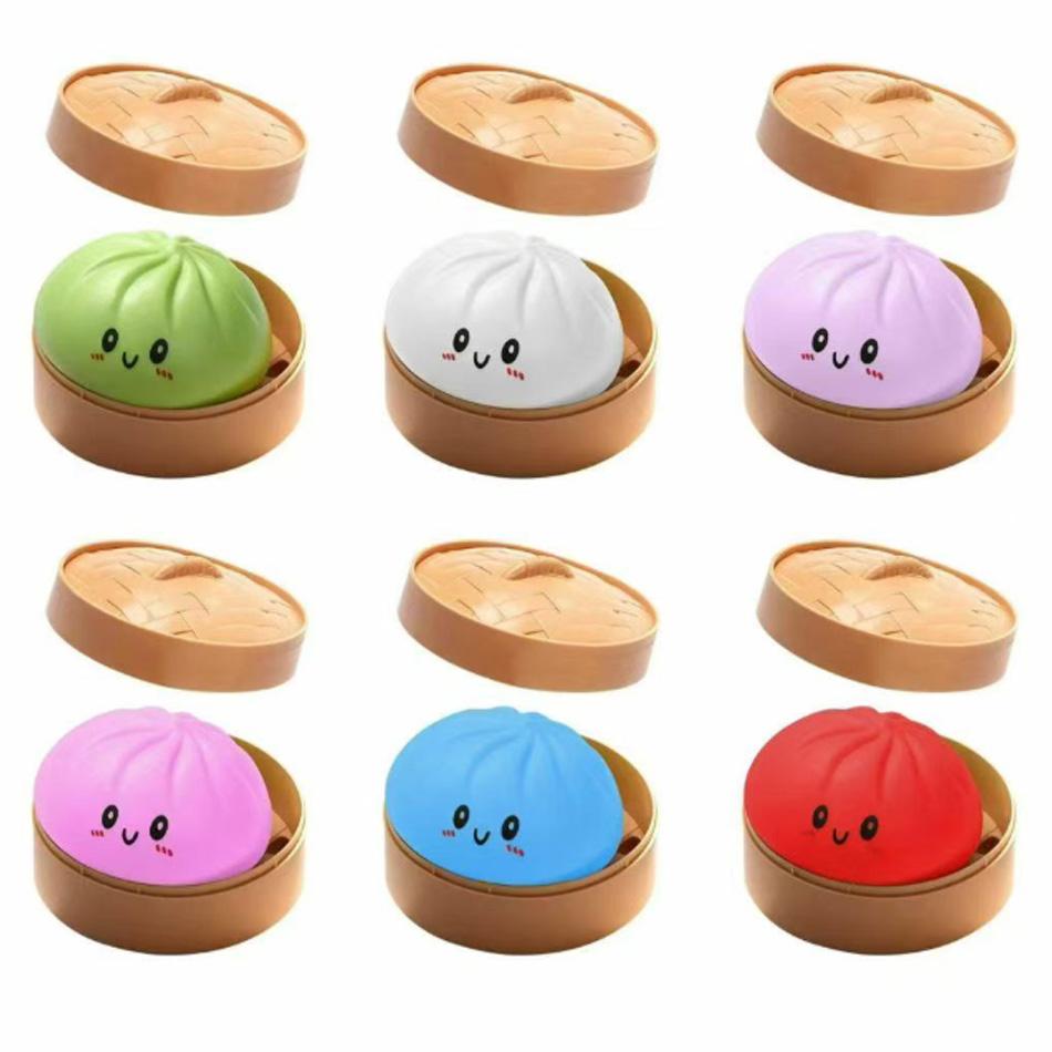 Colorful 6 Styles Glitter Dumpling Glitter Dumpling Squishy With Box Dumplings Sensory Squeeze Toy For Stress Relief Toys