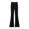 Women's 2025 High Waist Micro Flare Black Pants - Slimming, Elastic, Drape Design for Summer