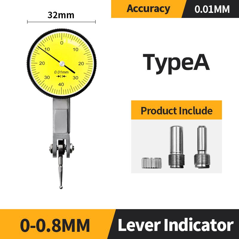 Kerseo 0-0.8mm Lever Dial Indicator Gauge With Measuring Probes Mechanical 0.01mm Measuring Tool Dial Bore Gauge Test Indicators