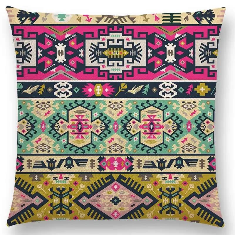 Colorful Seamless Aztec Decorative Prints Sofa Throw Pillow Case Fancy Abstract Geometric Vector Pattern Tribal Cushion Cover