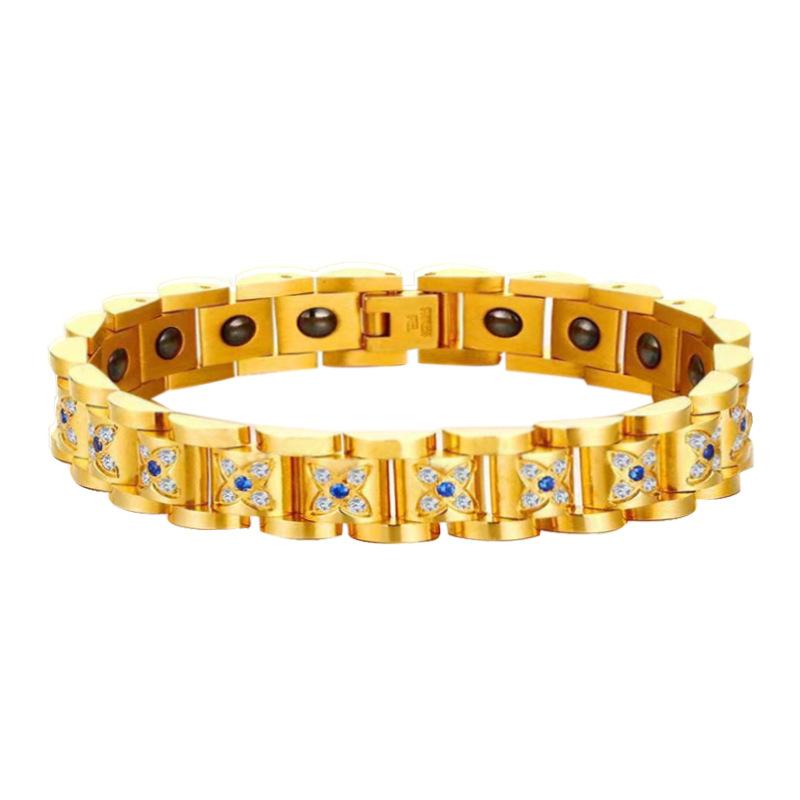 2025 Bracelet Strap Set with Red Color Diamond Gold Men's Style Ochre Chain Magnetic Couple Bracelet