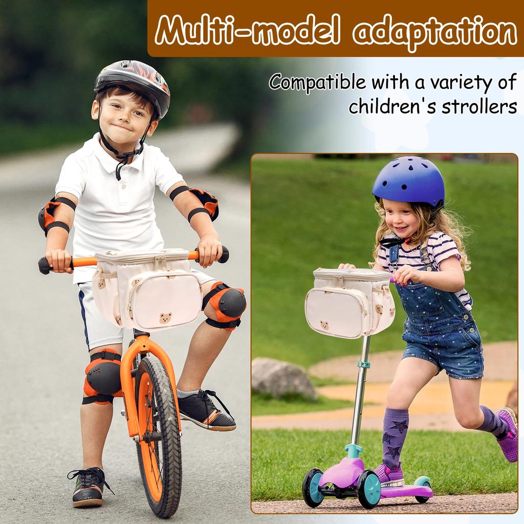 Kid Bicycle Bag Front Frame Handlebar Storage Basket Multi-Pocket Cycling Carrier Bag Hanging For Child Girl Boy Scooter