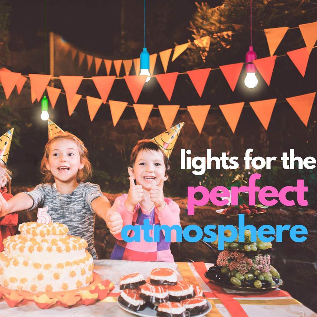 Portable Led Light Bulb Retro Hanging Colorful Pull Cord Bulbs Night Light For Home Garage Patio Tent