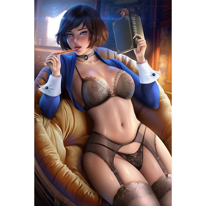 Print Green Woman Gwen Nude 3D Sexy Anime Girl Art Posters HD Wall Art Canvas Painting for Living Room Home Decor Picture