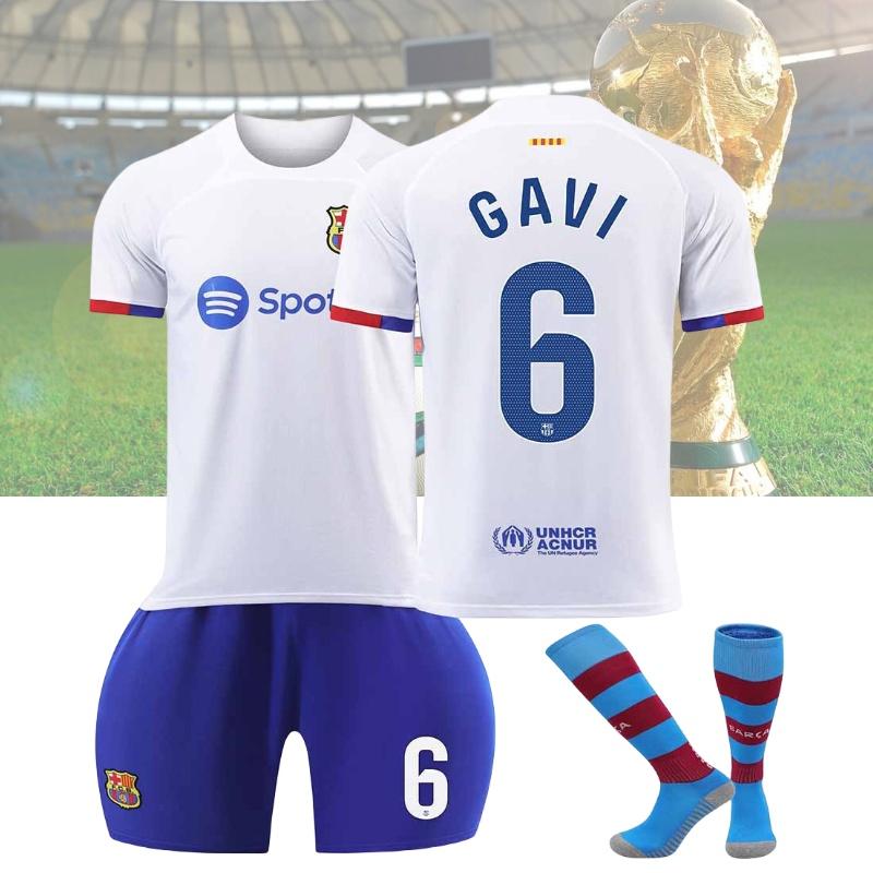 2324 Barcelona Away Jersey Messi 8 Pedro 9 Lewandowski 30 Children's Soccer Jersey