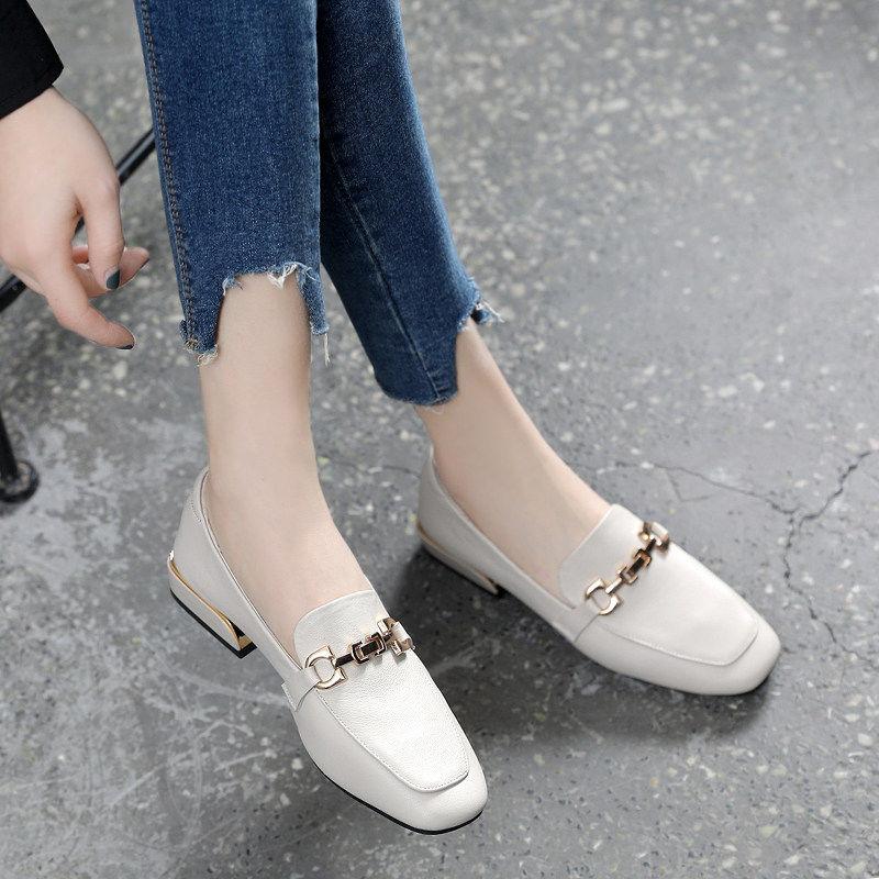 Spring and Autumn Low Heel Elegant Woman Pumps Square Toe Loafers Shoes for Women Luxury Brand Casual 2025 Trend 39 Slip On Shoe