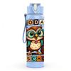 1PC Back To School Owl Text Print 750ml Color Plastic Sports Water Bottle Leakproof Flip Straw Lid Suitable for Sports Office Home Use