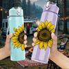 1PC Yellow Sunflower Bloom 750ml Color Plastic Sports Water Bottle Leakproof Flip Straw Lid Suitable for Sports Office Home Use