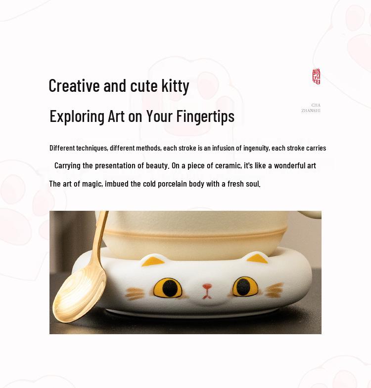 Cat-Themed Ceramic Coffee Mug & Saucer Set for Women