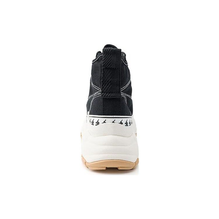 Kappa Fabric Synthetic Leather Retro Sports Comfortable Wear-Resistant High-Top Lifestyle Casual Shoes Women Sneakers Black K0D65VS27-990
