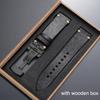20mm 22mm Handmade Stitching Cowhide Strap with Box 18/19/21mm Matte Leather Watch Band Butterfly Buckle Soft Business Wristband