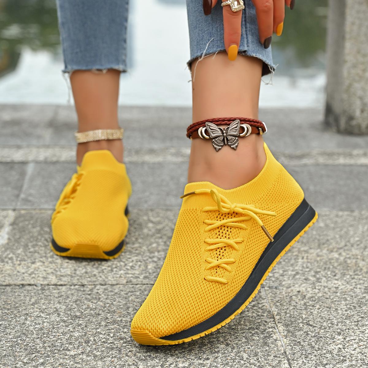 

Fashion Women Casual Shoes Fashion Breathable Comfortable Walking Mesh Flat Vulcanize Shoe Size 43 Sneakers Tenis Zapatillas de Hombre 43 жёлтый