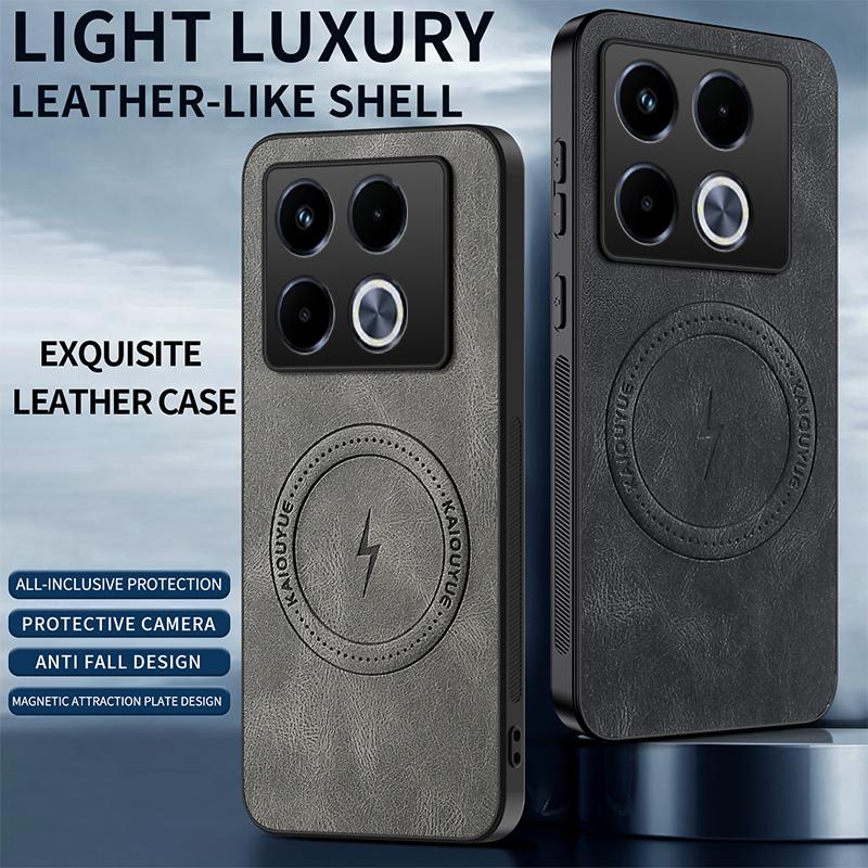 Magnetic Case For Infinix Note 40 Pro Plus 5G Note40 40Pro 4G MagSafe Napa-textured PU Silicone Leather Cover Shockproof Bumper