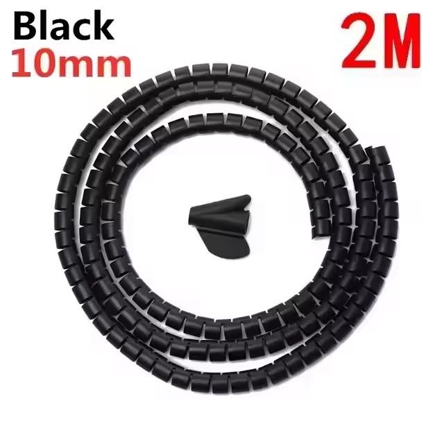 2m Long Cable Management Computer Wire Cord Sleeve Organizer Spiral Cable Zipper Cover for Tv Office Anti-Biting Protection