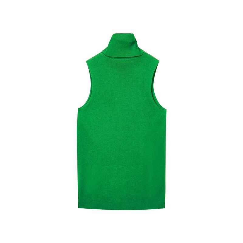 LESS 2024 Autumn Merino Wool Blend Slim-Fit High-Neck Sweater Vest