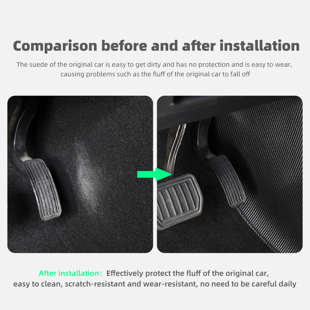 LUCKEASY for Tesla Model 3 Model Y Car Central Control Side Defense Kick Pad Protective Foot Pad Accessories Decoration Trim