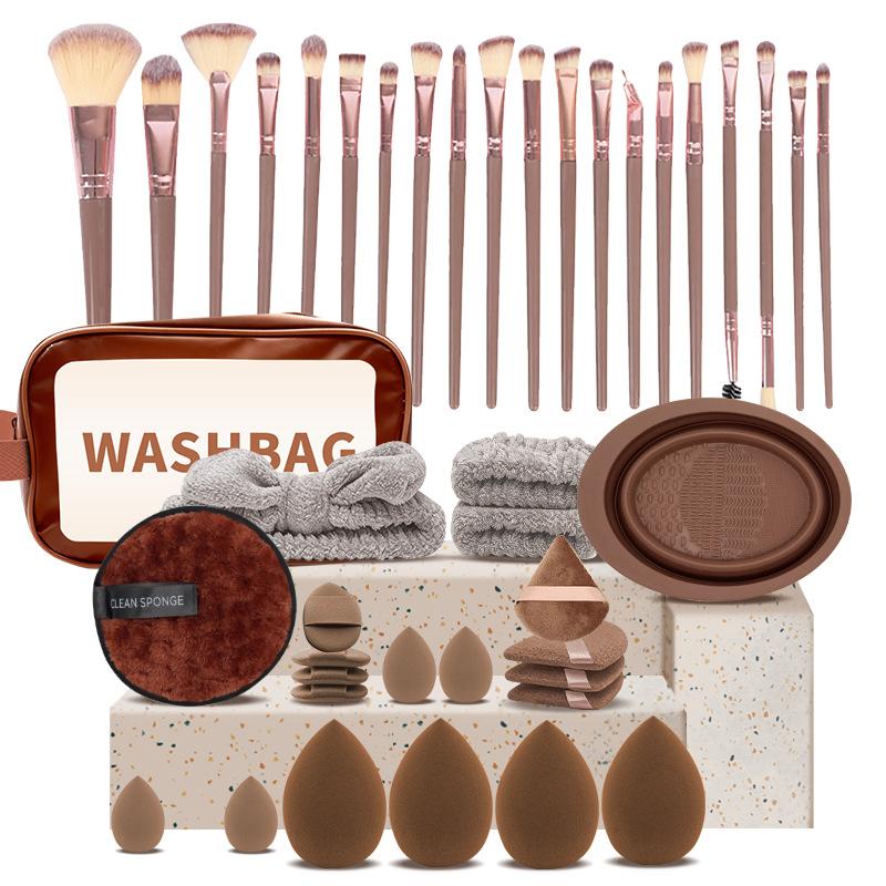 Premium 49-Piece Makeup Brushes Set Synthetic Bristles Wood Handles Travel-Friendly Face Eyes Application Includes 30 Brushes +