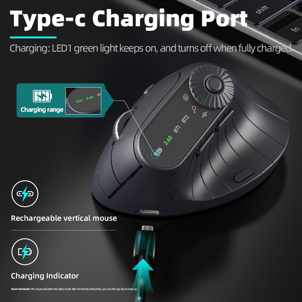 Bluetooth 5.1 Vertikale Kabellose Maus Wiederaufladbar 2.4GHz Laptop Computer PC Mäuse 1000/1200/1600/2400 DPI Ergonomische Optische Maus
