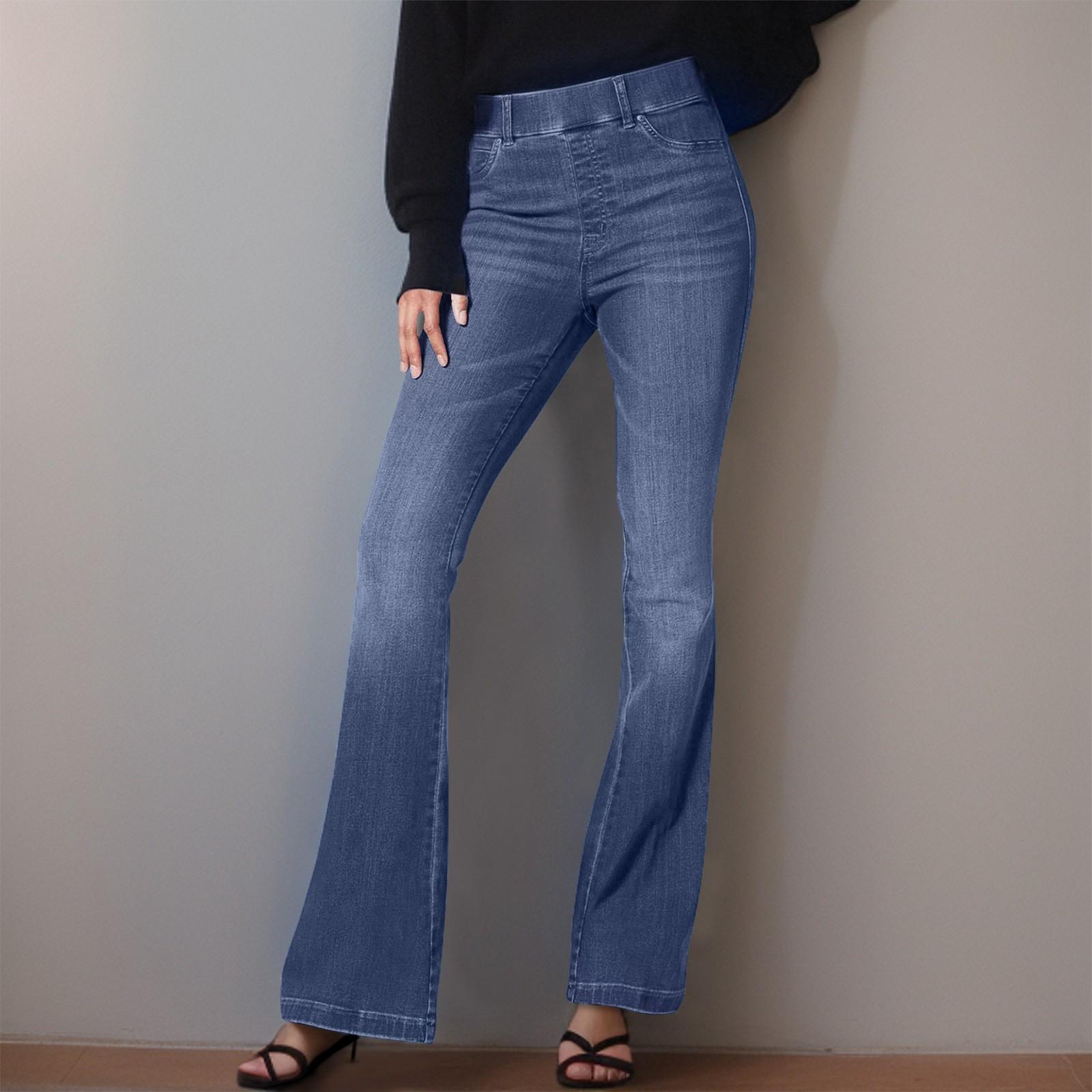

Women s No-Button Stretch Flare Jeans Pull Jeans Denim Pants Regular Fit Jean XXL