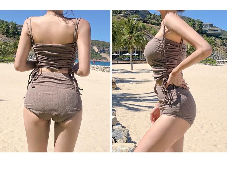 Korean High-Waisted Two-Piece Bikini Set for Large Busts