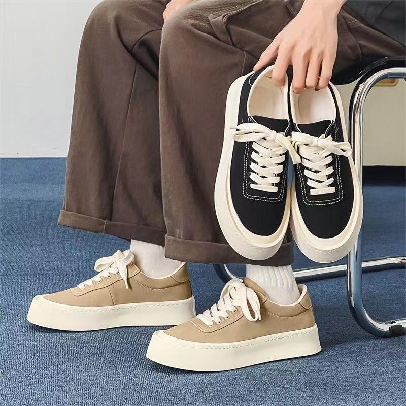 Cloth shoes men's 2024 new summer men's shoes platform heightening simple casual breathable canvas shoes versatile board shoes