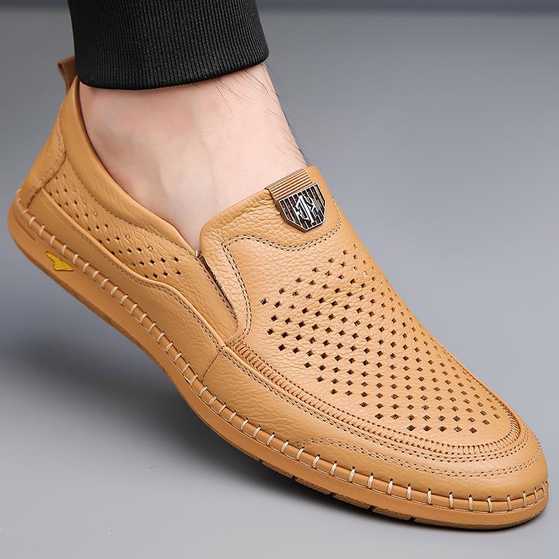 

Первый слой из коровьей кожи, мужские деловые официальные кожаные туфли, мужская модная дышащая обувь, британские однопедальные онлайн-повседневные белые туфли 44