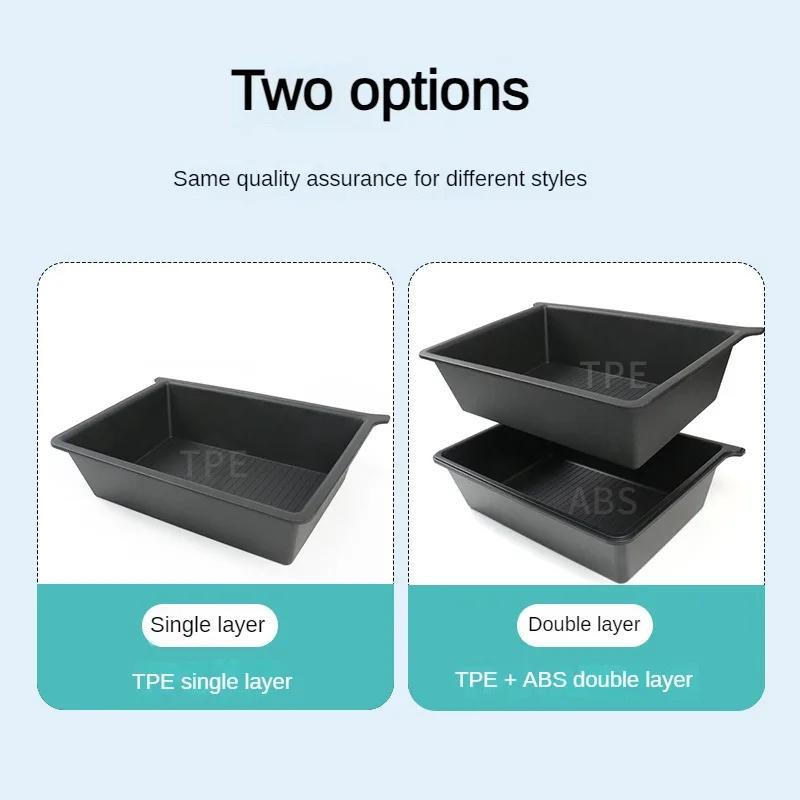 For Tesla Model X 2025 Under Seat Storage Box Case Organizer TPE + ABS Dual Layers Underseat Drawer Tray Interior Accessories