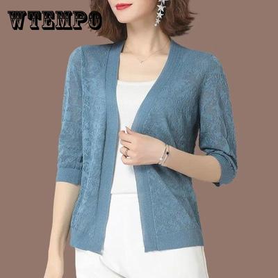 Cardigan esterno da donna corto top scialle a sezione sottile estivo con gonna maglione lavorato a maglia