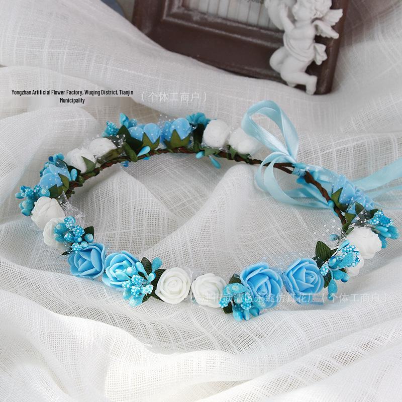 Small PE Rose Flower Headband for Bridesmaid Photography and Decoration