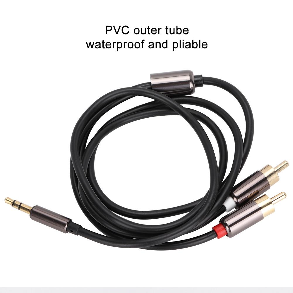 1m High Quality 3.5mm Male To 2 RCA Male Audio Adapter Cable Y Splitter Aux Cord Line (Black)