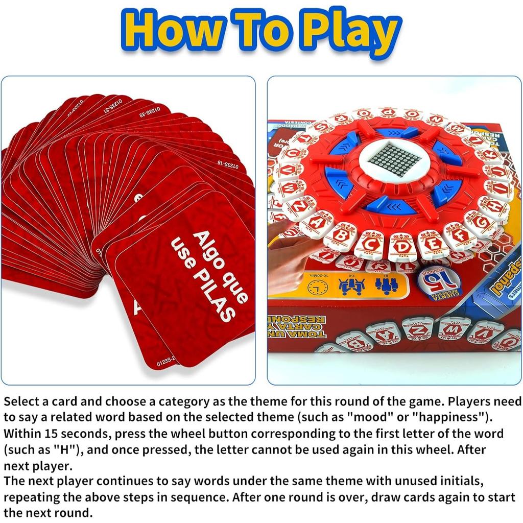 24-Key Crazy Alphabet Board Game 36 Cards 144 Categories Fast Rhythm Word Game 3D Early Learning Fast-Paced Board Game Party