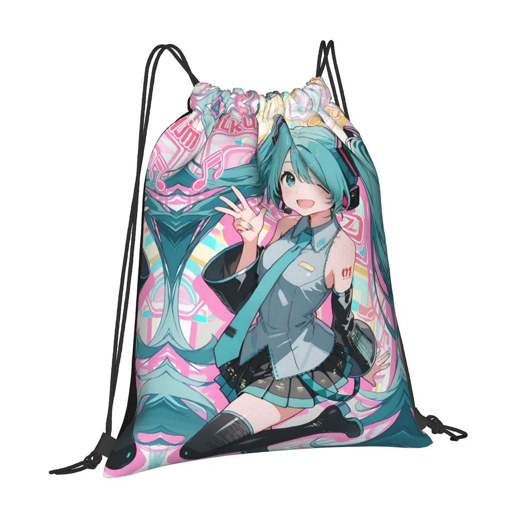 Custom Hatsunes Anime Mikus Drawstring Backpack Women Men Gym Sport Sackpack Portable Manga Training Bag Sack
