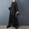 Langarm Übergröße Vintage Schwarz Neu in Kleidern für Frauen lässig locker Frühling Herbst Kleid