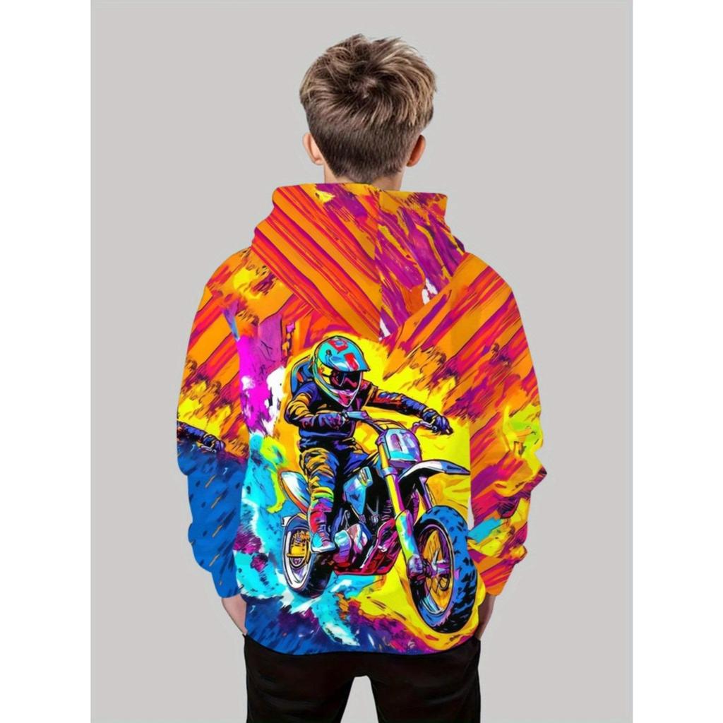 New 3D Printed Hooded Sweatshirt, Fashionable Long Sleeved Hooded Sweatshirt, Comfortable Pullover for Boys and Girls, Children's Hoodie