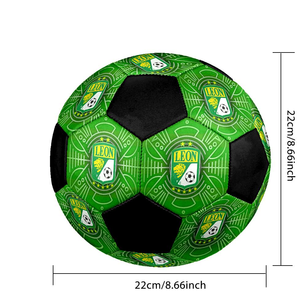 SIZE 5 León FC Soccer Ball Colorful All Ages Machine Stitched PVC Competition Ready Durable High-Bounce