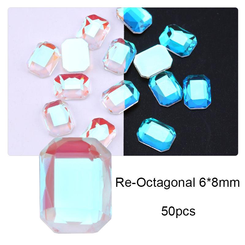 Elektrokaplama Aurora Ab Tırnak Sanatı Elmas Xiaohongshu Sıcak Elf İnternet Ünlü Düz Tabanlı Özel Şekilli Elmas