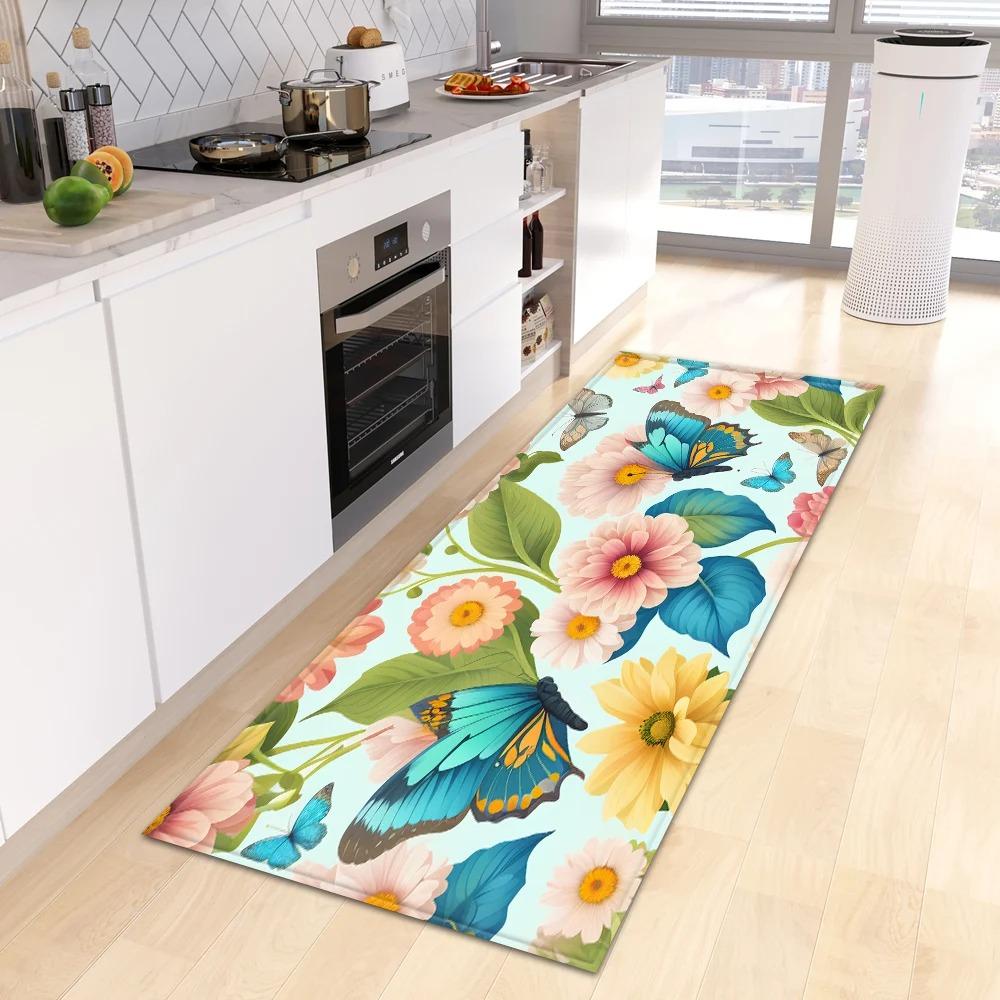 Schöne Blume Retro Muster Haus Küche Bodenmatte Tür Vorne Dekoration Bodenmatte