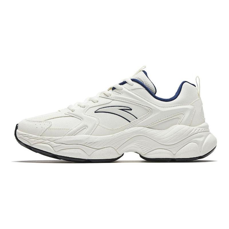 Anta Men Mini Millennium Fabric Synthetic Leather Retro Low-top Chunky Casual Shoes White/Blue 112618818-5 40