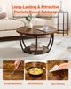 Coffee Table, Modern Round Coffee Table, 2 Tiers Wooden Circle Center Desk with Open Storage, Minimalist Sturdy Metal Frame Accent End Desk for Living