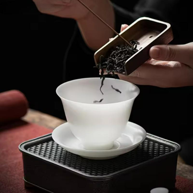 Handmade Liuli Glazed Gaiwan Chinese Tea Set Porcelain Lidded Bowl for Gongfu Tea Ceremony Home Use