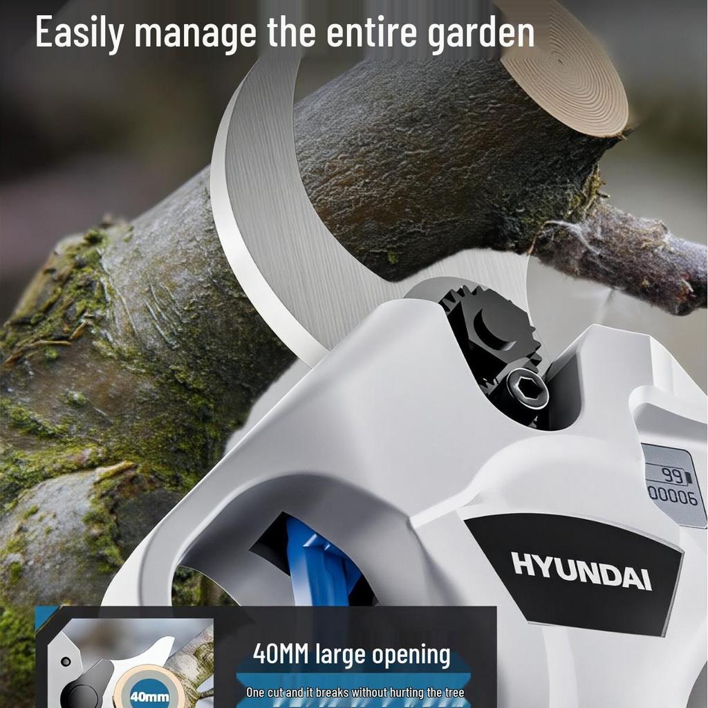 Hyundai Electric Pruning Shears: Brushless, High-Power, Lithium Battery for Fruit Trees