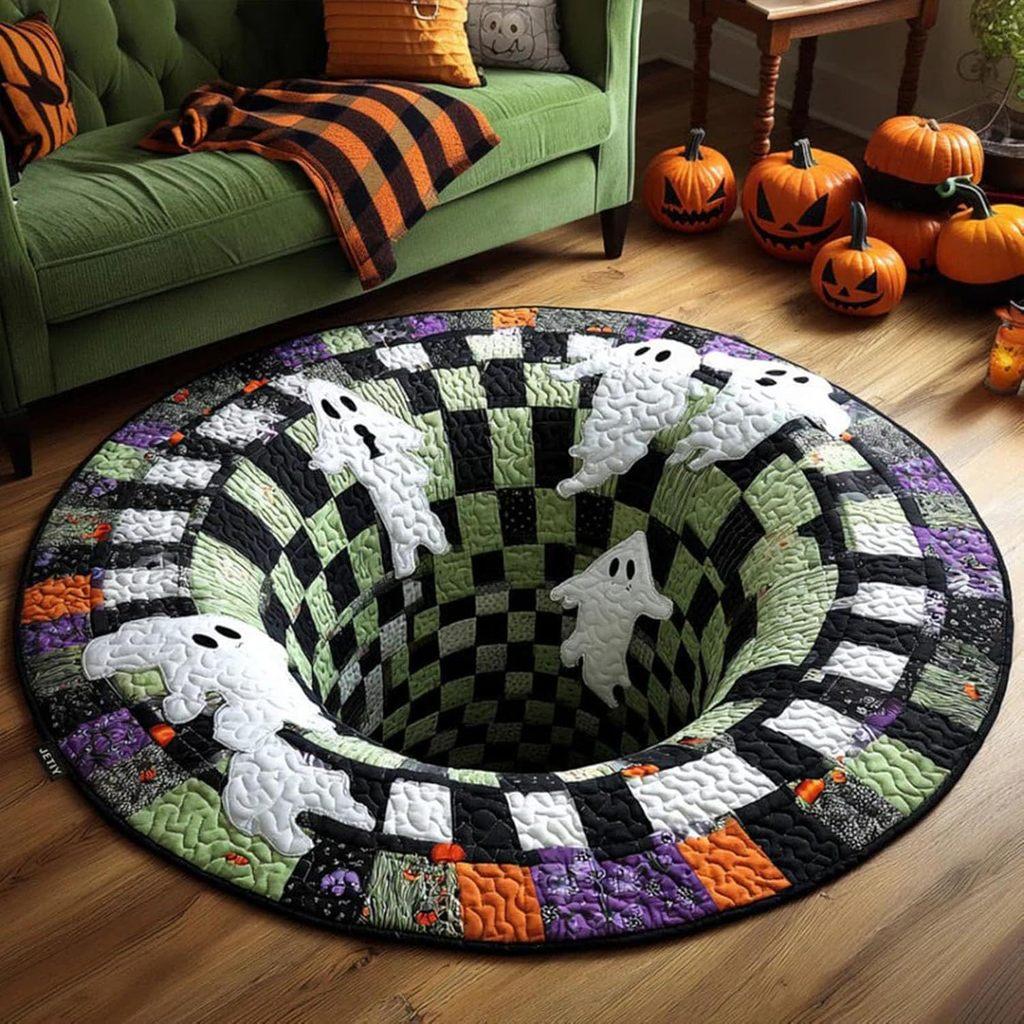 Halloween Geist 3D Visueller Teppich mit rutschfester Rückseite für Wohnzimmerdekoration Style A,60cm
