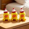 Funny Duck Ornaments 3D Printed Yellow Figurine, Arrogant Statue with Christmas Fun Holiday Party Supplies Hat, Miniature Ornament for Home