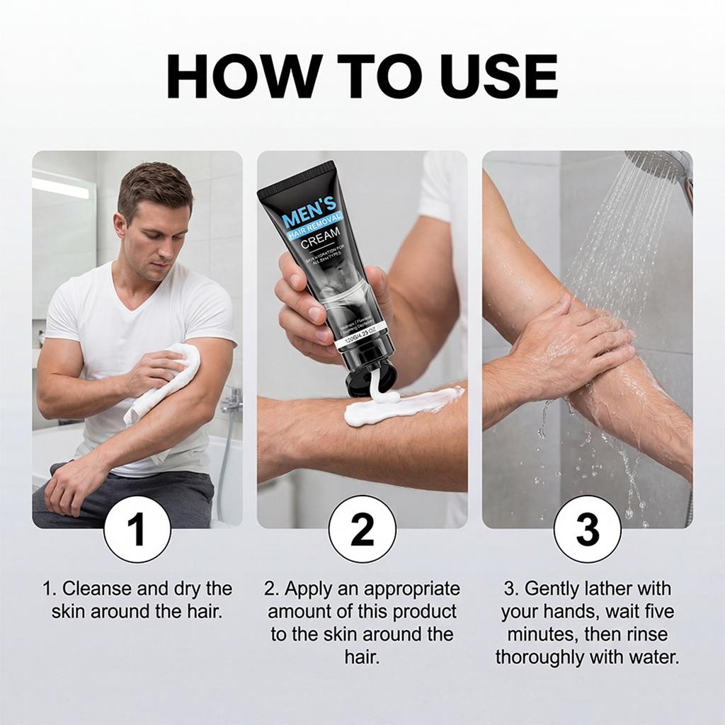Men's Gentle Hair Removal Cream Gently Cares For Hair Removal, Cleanses The Body, Leaves It Smooth And Refreshed.